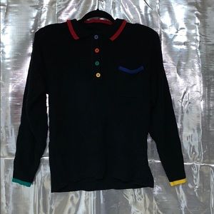 VINTAGE Padded Shoulder Colorful Button SweaterTop